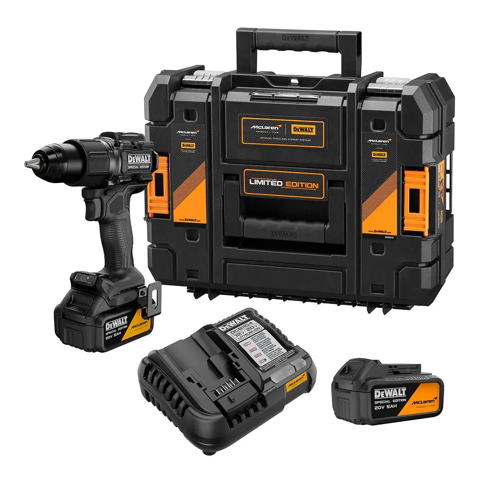 Kit Mclaren Taladro Percutor 20V XR + 2B 5AH + TSTAK DEWALT 11