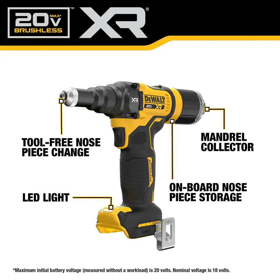Remachadora Inalambrica 20V XR 3/16 Sin Bateria DeWalt DCF403B 4