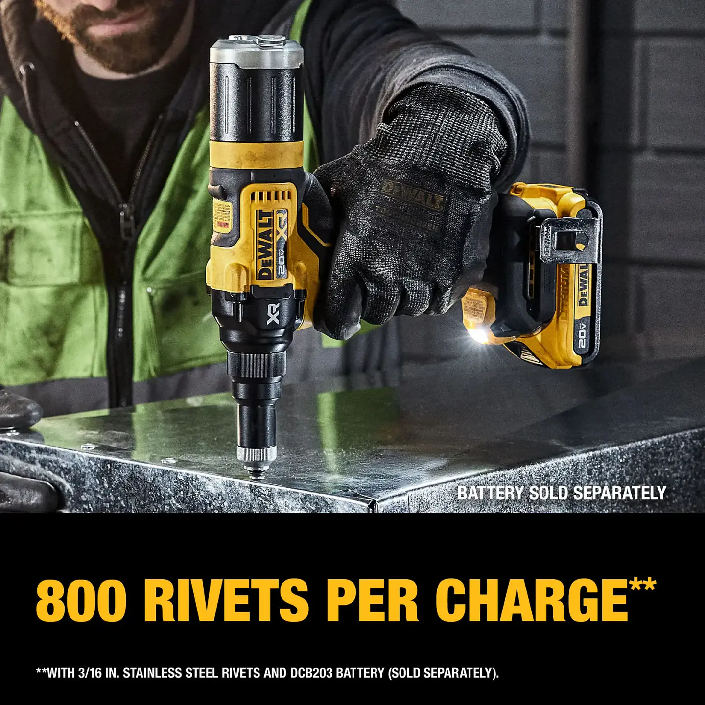 Remachadora Inalambrica 20V XR 3/16 Sin Bateria DeWalt DCF403B 5