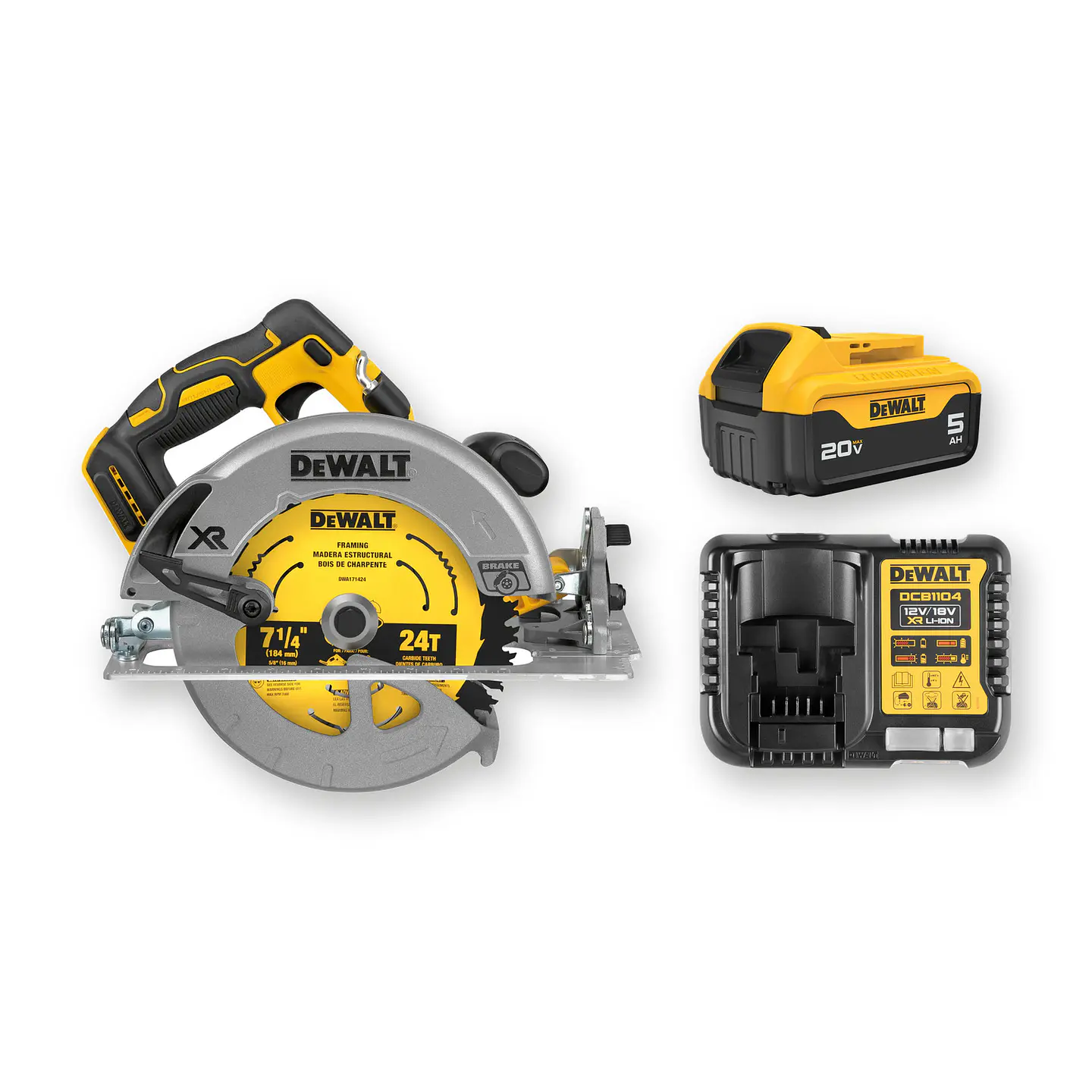 Kit Sierra Circular XR Dewalt DCS570 + Bat 5Ah + Cargador 1