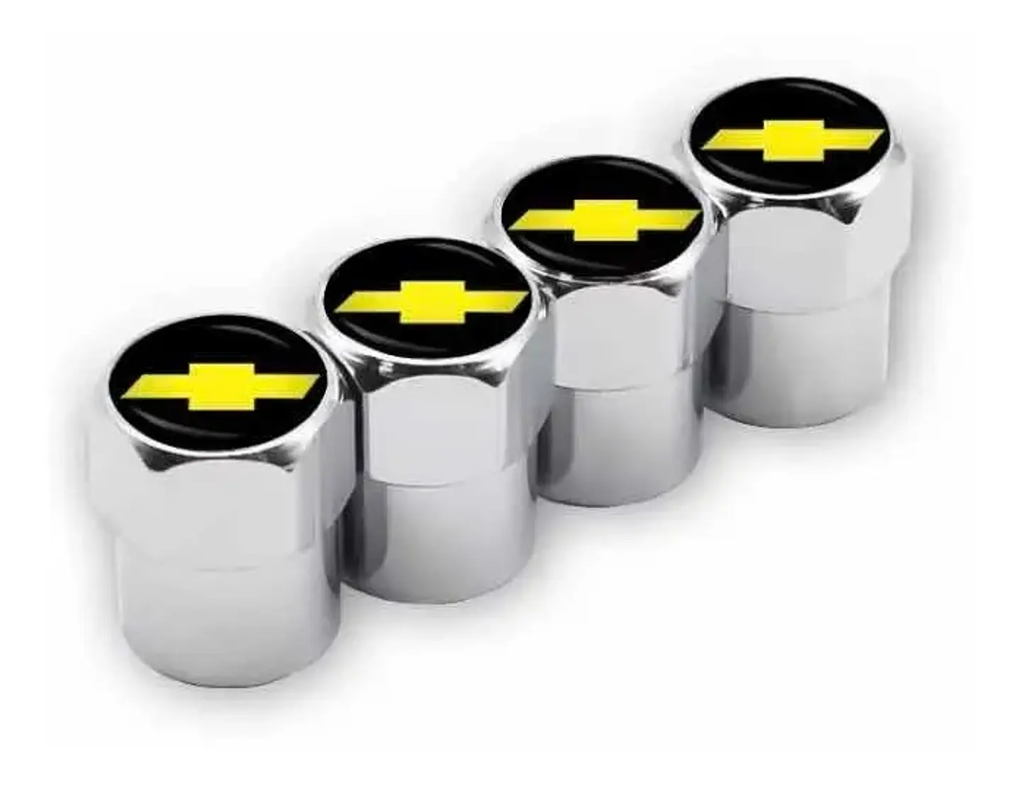 Set X4 Tapas Válvulas Metálicas Aire Ruedas Para Chevrolet 1