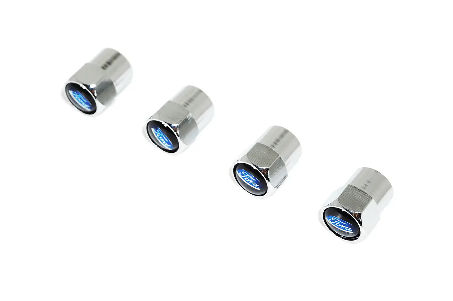 Set X4 Tapas Válvulas Metálicas Aire Ruedas Para Ford 2