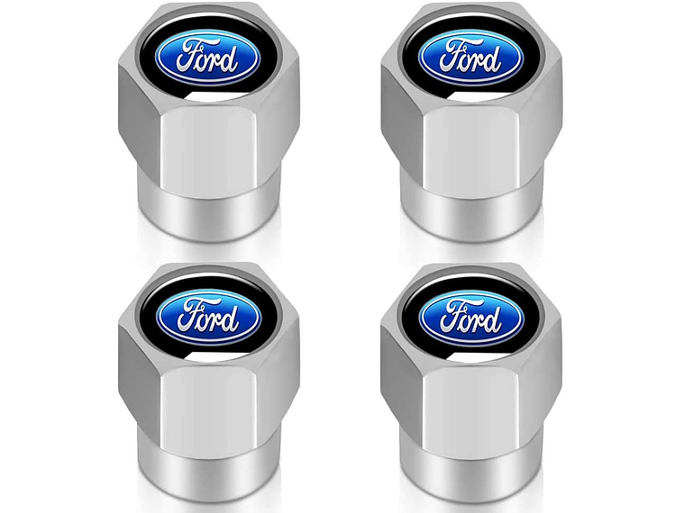 Set X4 Tapas Válvulas Metálicas Aire Ruedas Para Ford 1