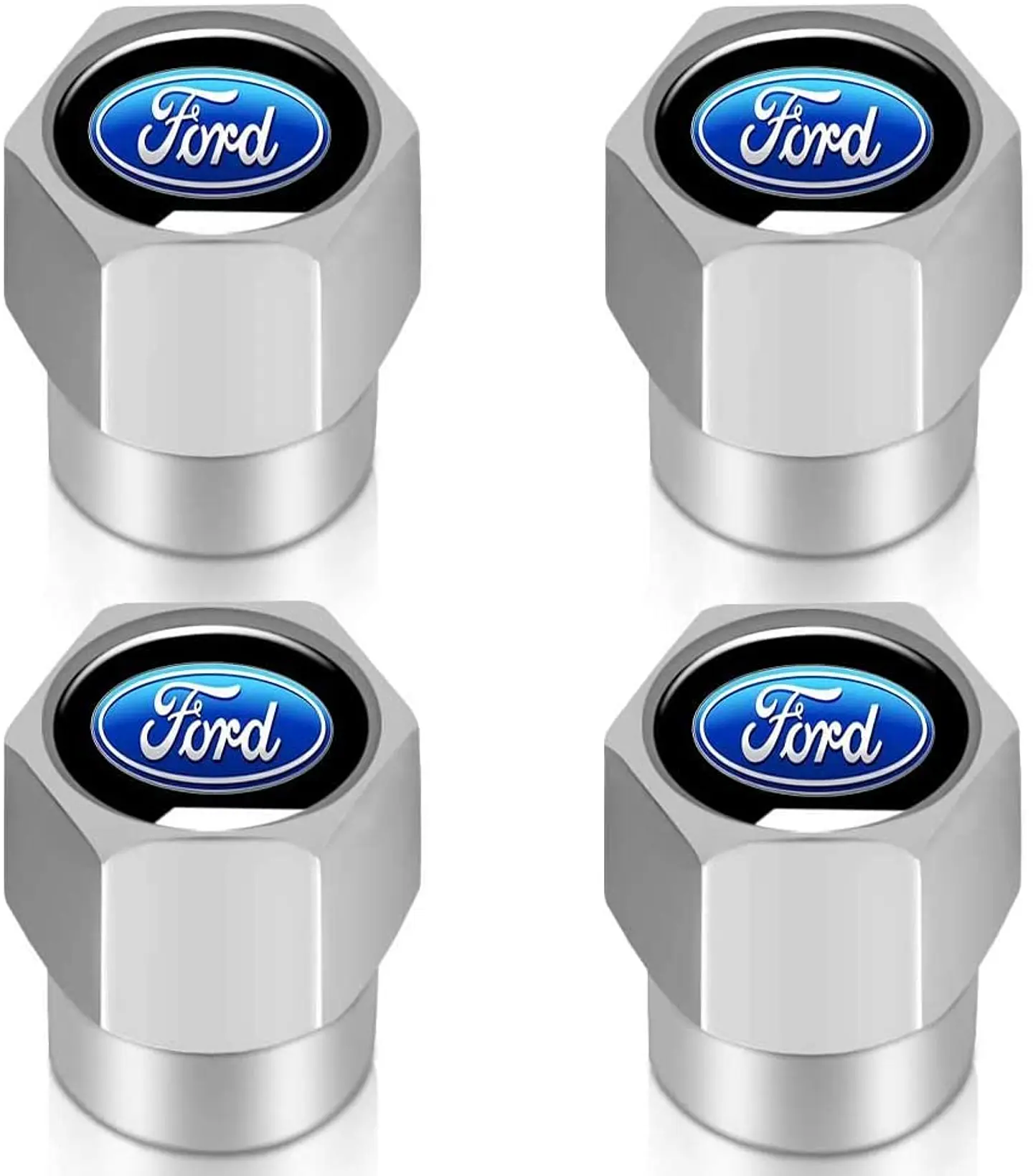 Set X4 Tapas Válvulas Metálicas Aire Ruedas Para Ford 1