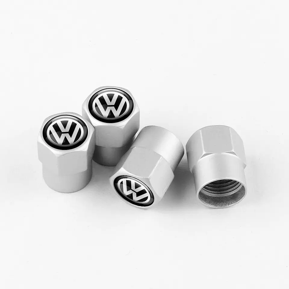 Set X4 Tapas Válvulas Metálicas Aire Rueda Para Volkswagen 1
