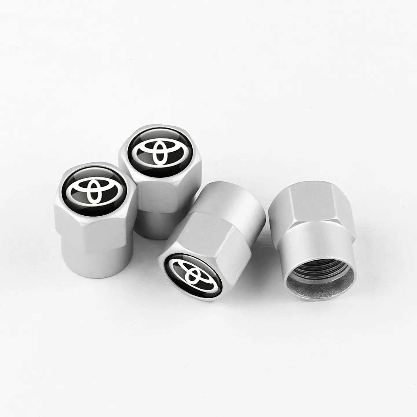 Set X4 Tapas Válvulas Metálicas Aire Rueda Para Toyota 1