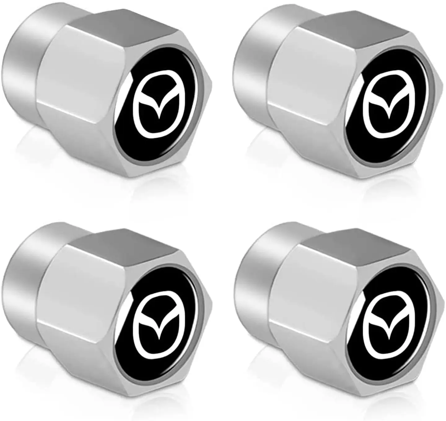 Set X4 Tapas Válvulas Metálicas Aire Ruedas Para Mazda 2