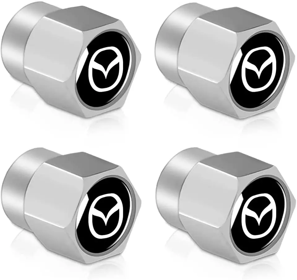 Set X4 Tapas Válvulas Metálicas Aire Ruedas Para Mazda 2