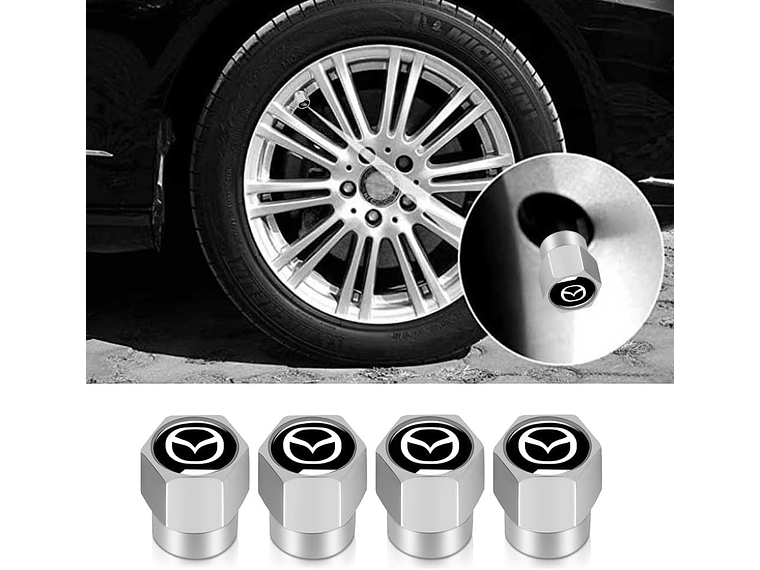 Set X4 Tapas Válvulas Metálicas Aire Ruedas Para Mazda 3