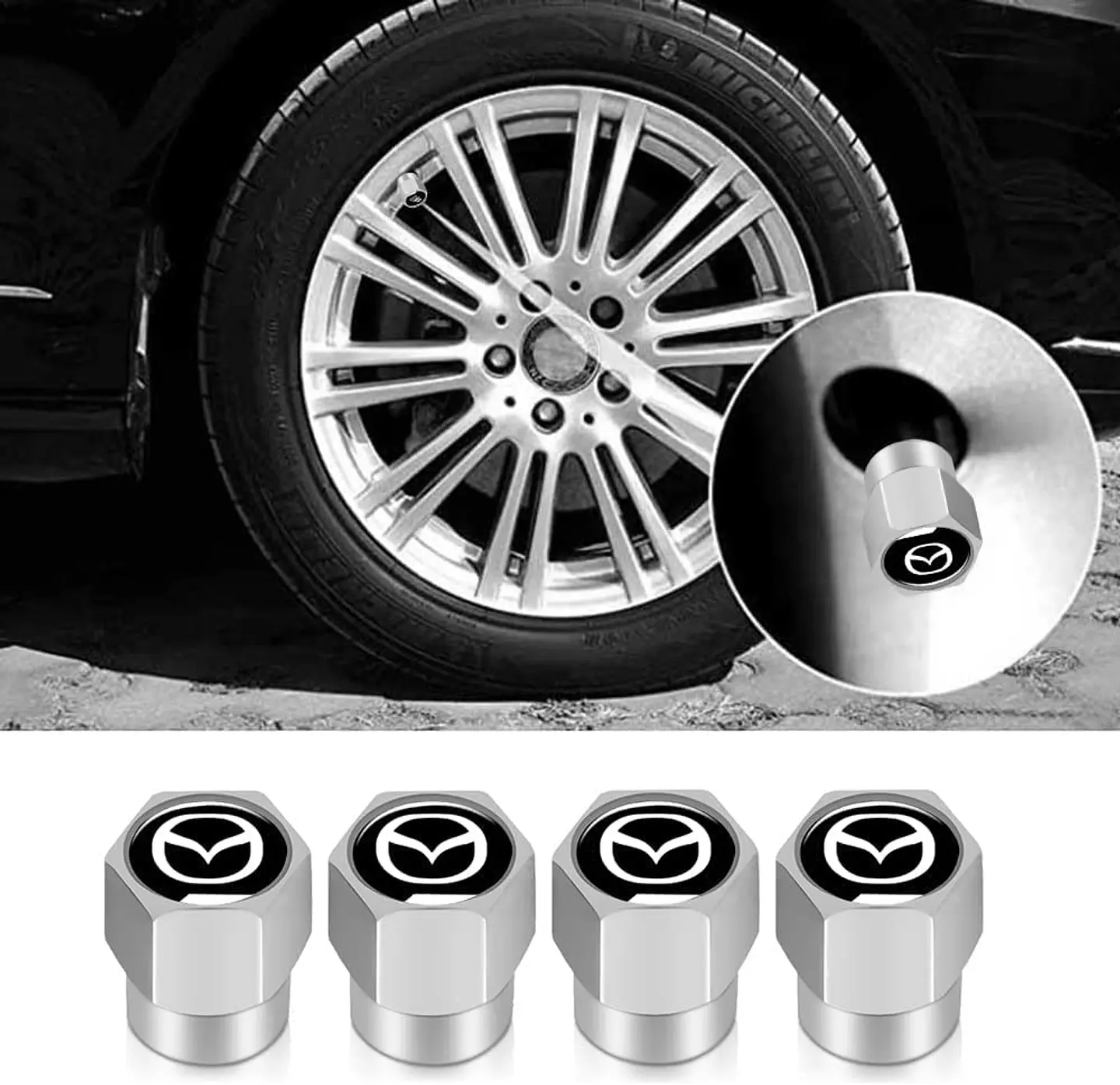 Set X4 Tapas Válvulas Metálicas Aire Ruedas Para Mazda 3