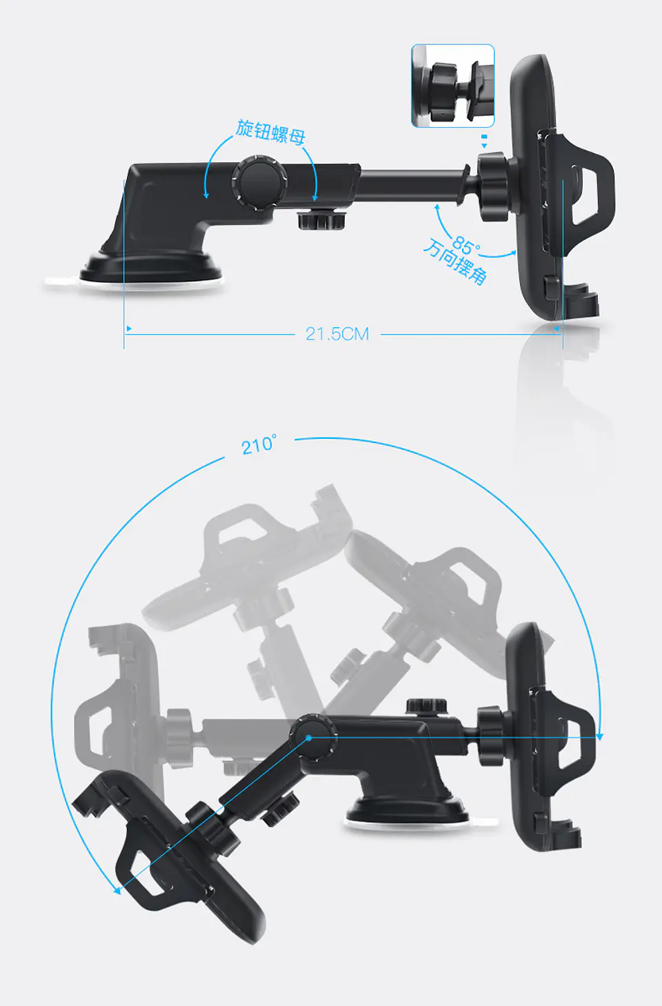 Soporte Celular Porta Smartphone Brazo Extensible Para Vehículos 8