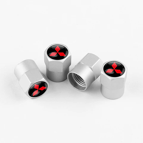 Set X4 Tapas Válvulas Metálicas Aire Rueda Para Mitsubishi
