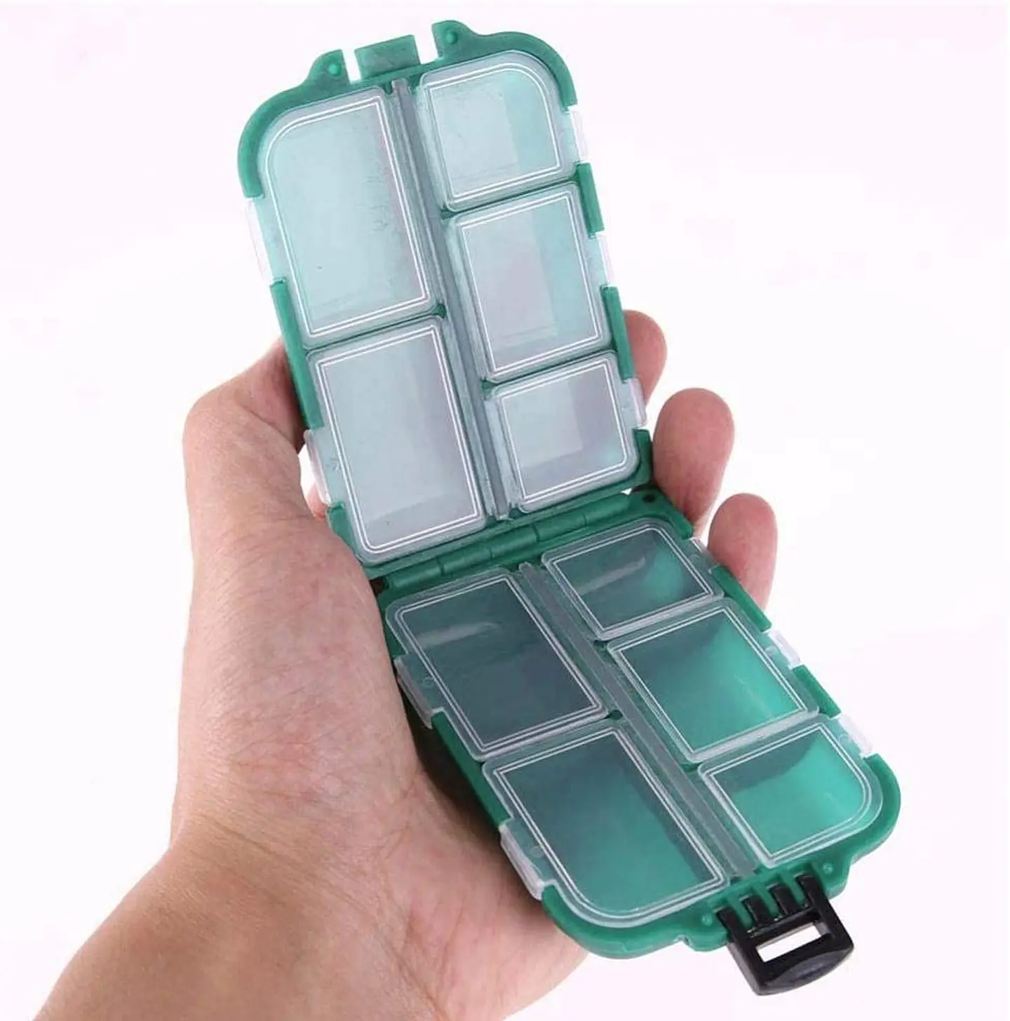Mini Caja Para Señuelos Anzuelos De Pesca 10 Compartimientos 3