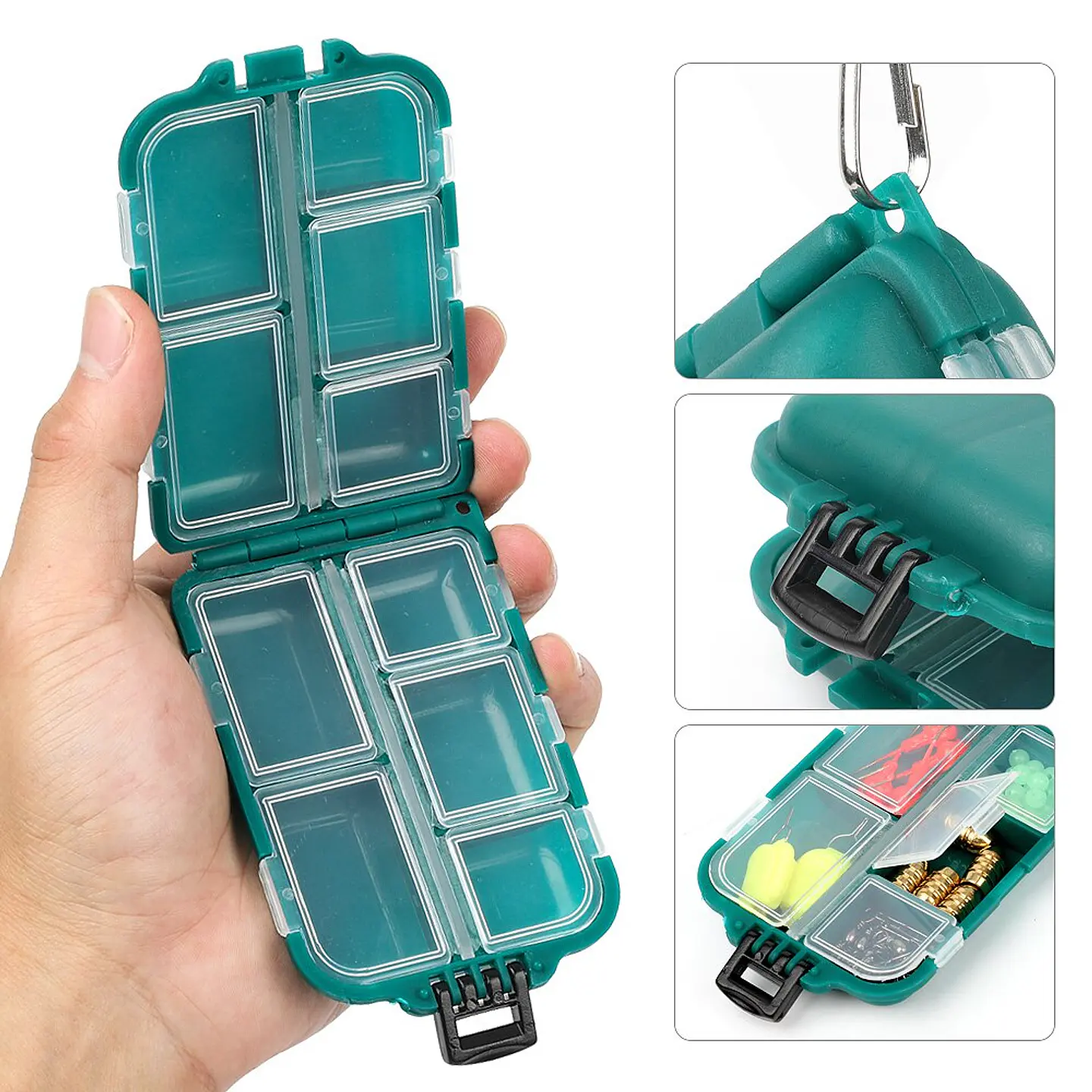 Mini Caja Para Señuelos Anzuelos De Pesca 10 Compartimientos 1