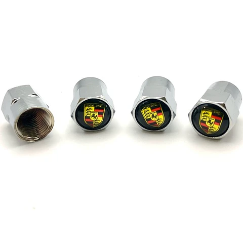 Set X4 Tapas Válvulas Metálicas Aire Rueda Para Porsche