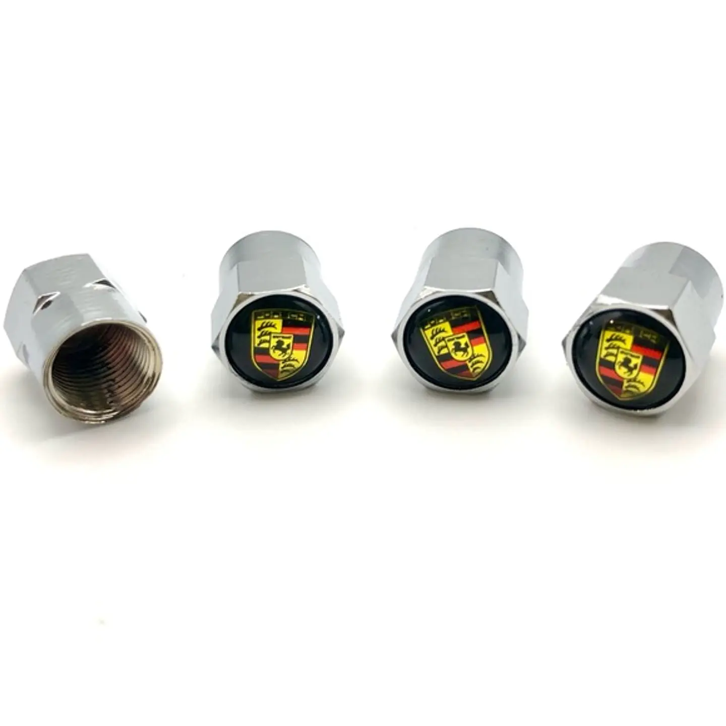 Set X4 Tapas Válvulas Metálicas Aire Rueda Para Porsche 1