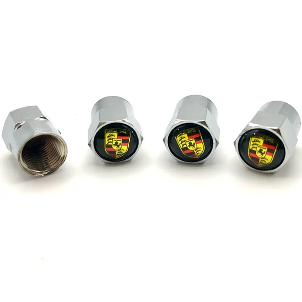 Set X4 Tapas Válvulas Metálicas Aire Rueda Para Porsche 1