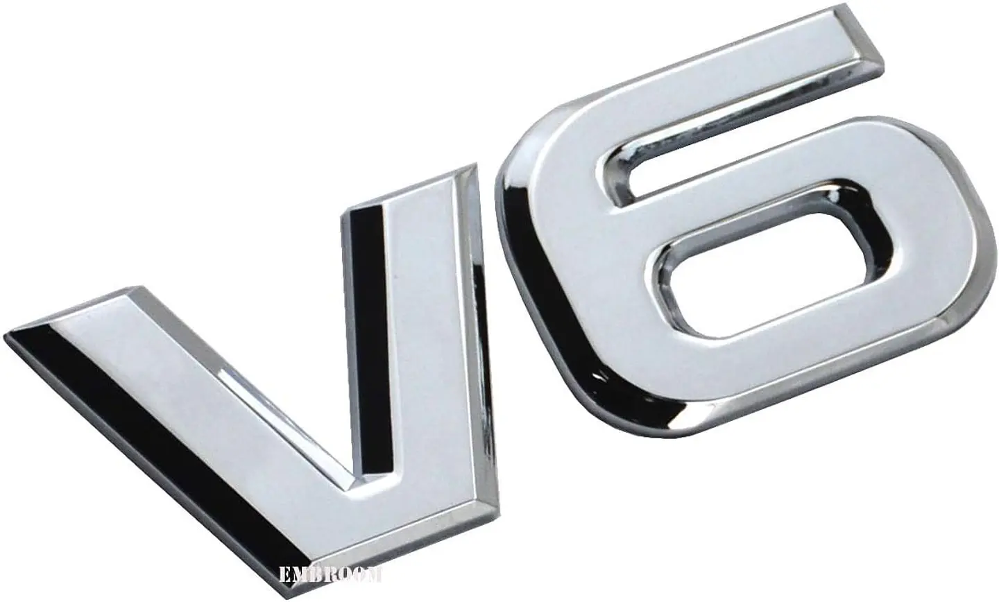 Logo Emblema V6 Multimarca Metálico 8.9x3.2cm  1