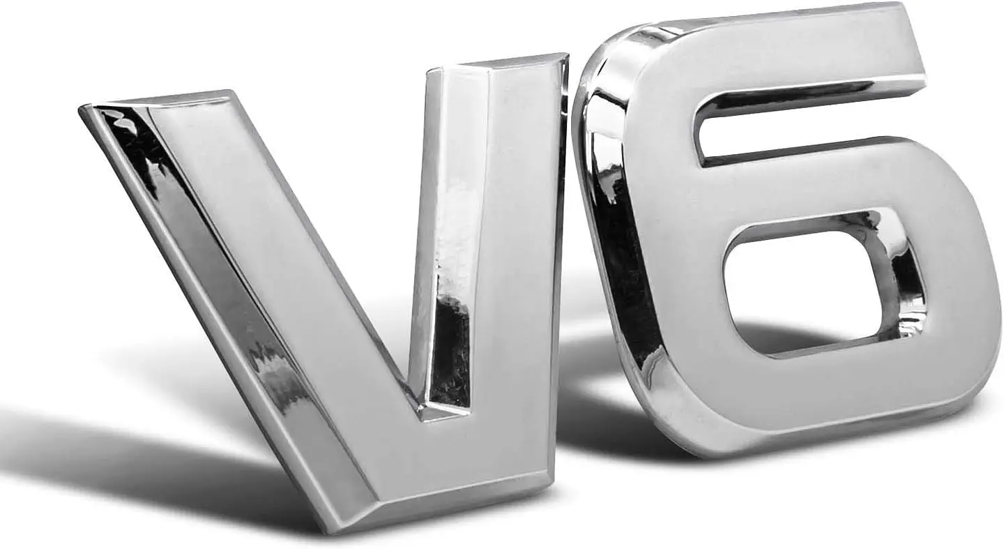 Logo Emblema V6 Multimarca Metálico 8.9x3.2cm  3
