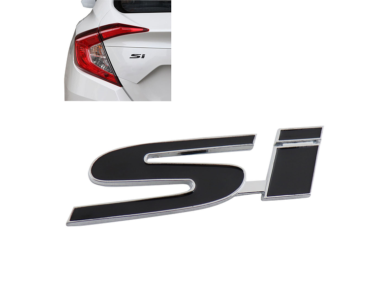 Logo Emblema adhesivo Si Para Honda 9.9x2.7cm Negro 3