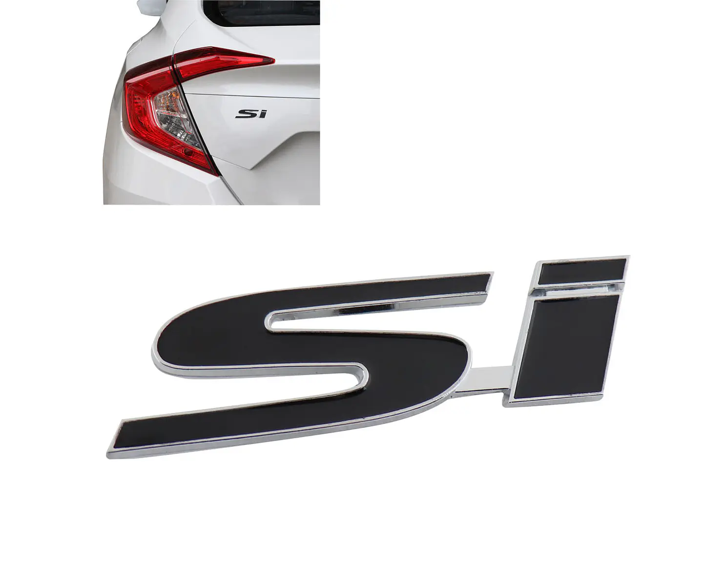 Logo Emblema adhesivo Si Para Honda 9.9x2.7cm Negro 3