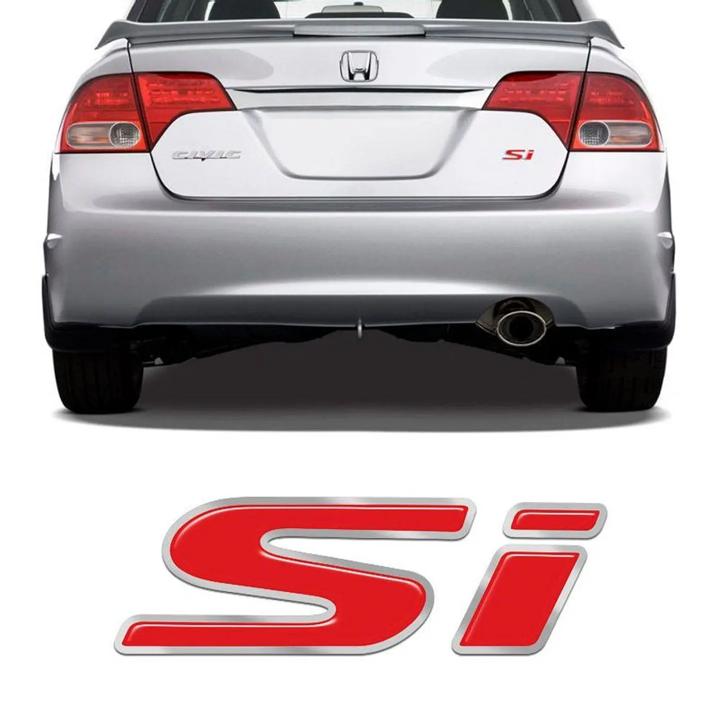 Logo Emblema adhesivo Si Para Honda 9.9x2.7cm Rojo 3