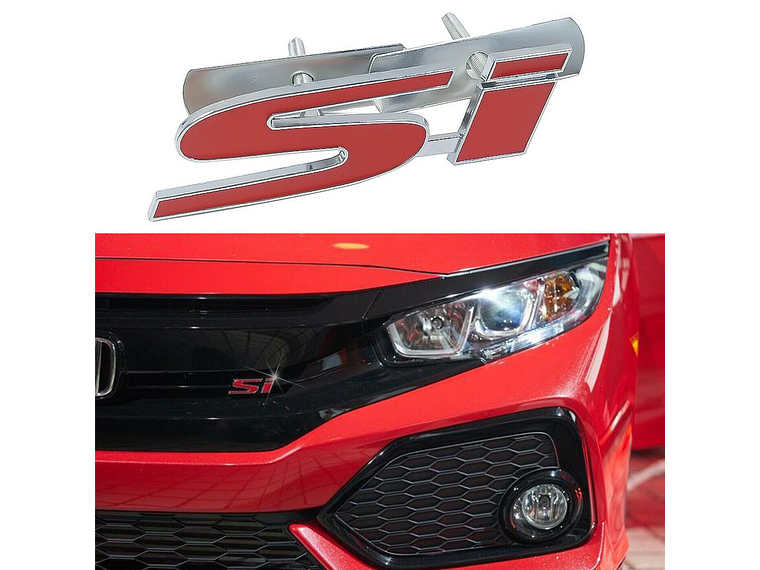 Logo Parrilla Emblema Si Frontal Para Honda 9.9x2.7cm Rojo 3