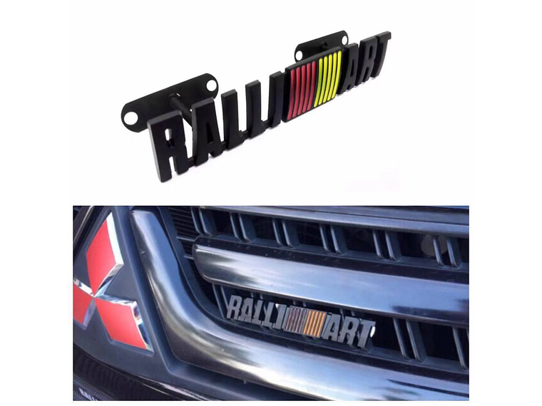 Logo Emblema Frontal Para Mitsubishi Ralliart 12.8x2.4cm Negro 1
