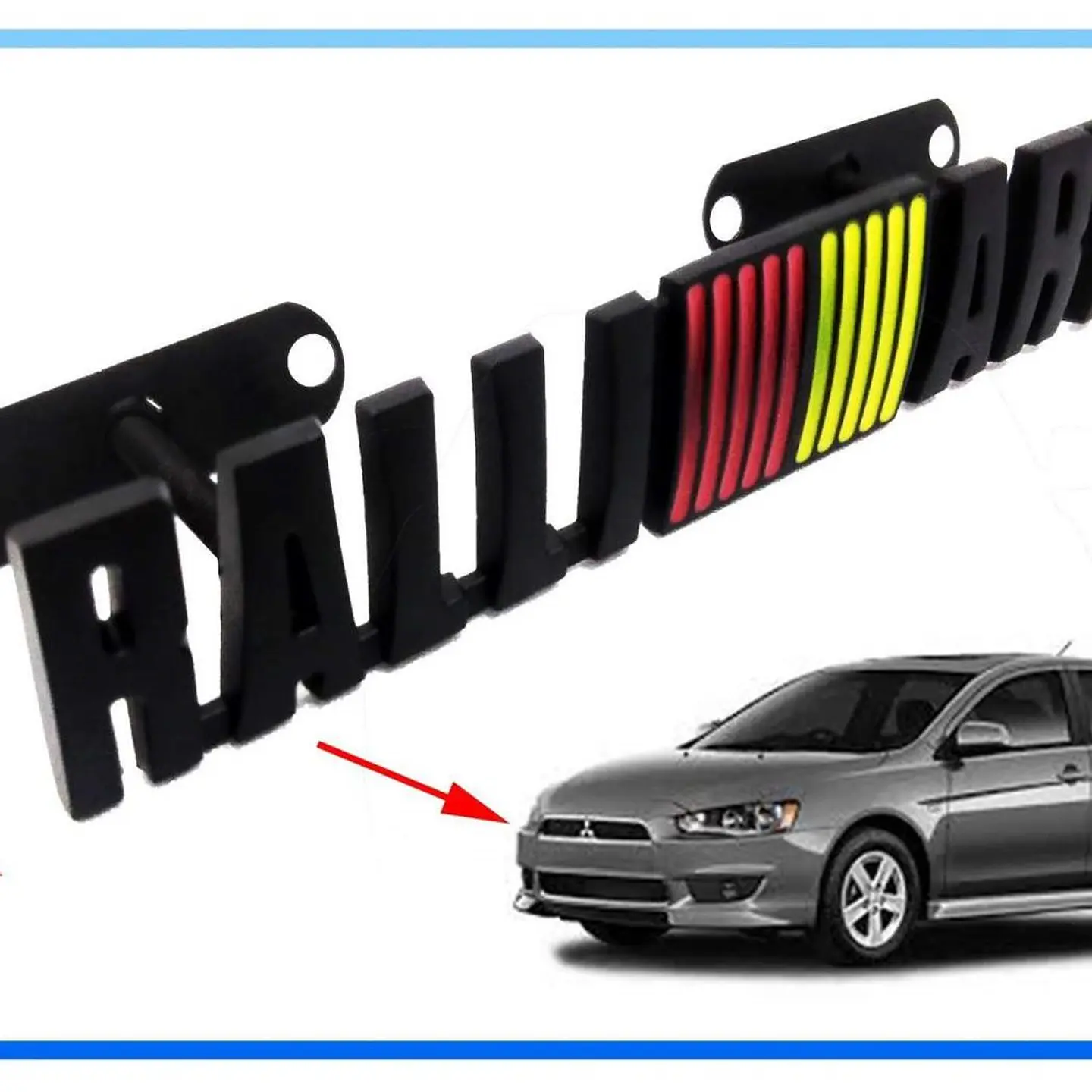 Logo Emblema Frontal Para Mitsubishi Ralliart 12.8x2.4cm Negro 2