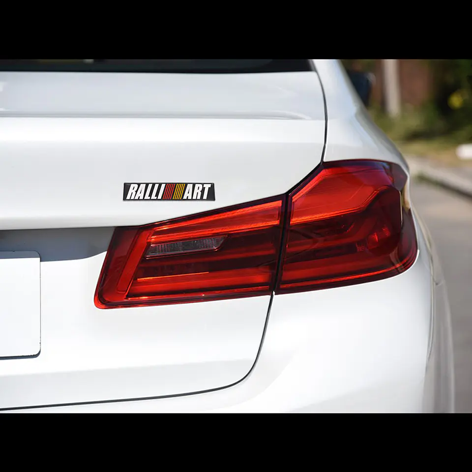 Logo Adhesivo Emblema Para Mitsubishi Ralliart 12x2.6cm Negro 3
