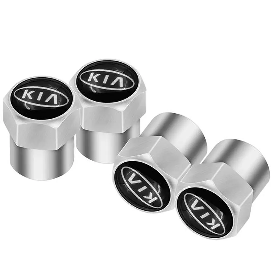 Set X4 Tapas Válvulas Metálicas Aire Ruedas Para Kia 1