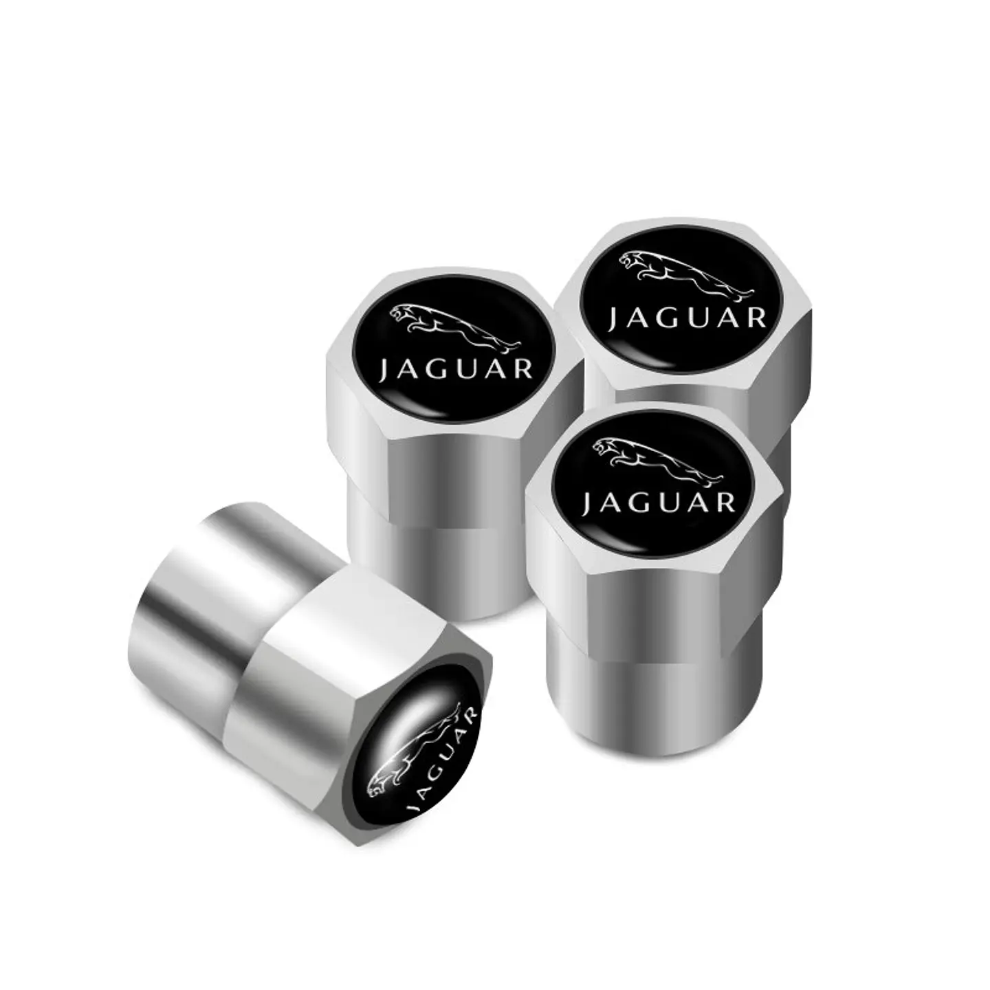 Set X4 Tapas Válvulas Metálicas Aire Ruedas Para Jaguar 1