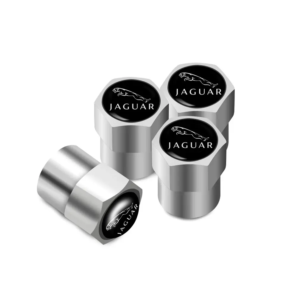 Set X4 Tapas Válvulas Metálicas Aire Ruedas Para Jaguar 1