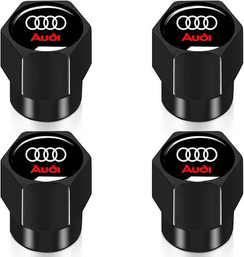 Set X4 Tapas Válvulas Metálicas Aire Ruedas Para Audi Negro
