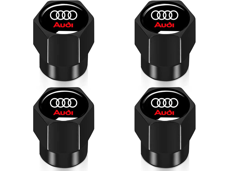 Set X4 Tapas Válvulas Metálicas Aire Ruedas Para Audi Negro 1