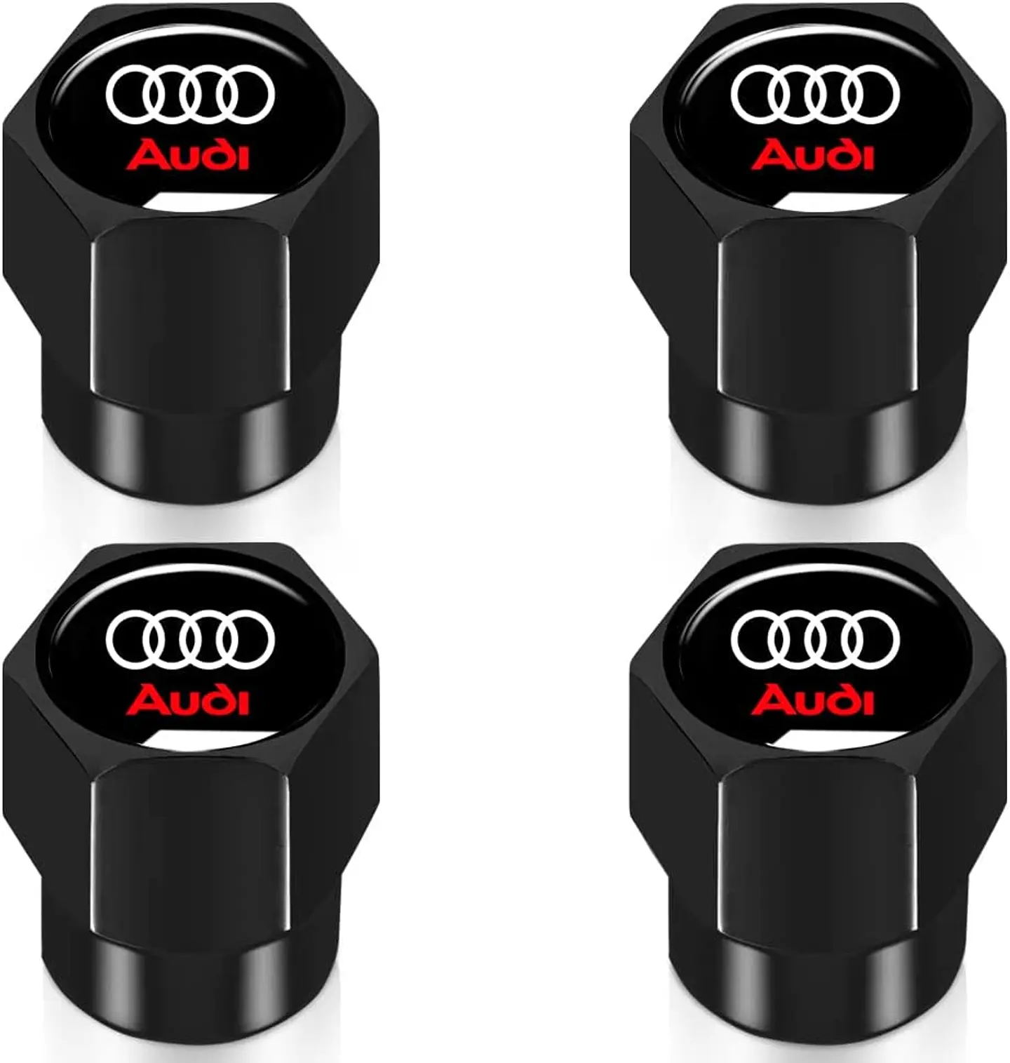 Set X4 Tapas Válvulas Metálicas Aire Ruedas Para Audi Negro 1