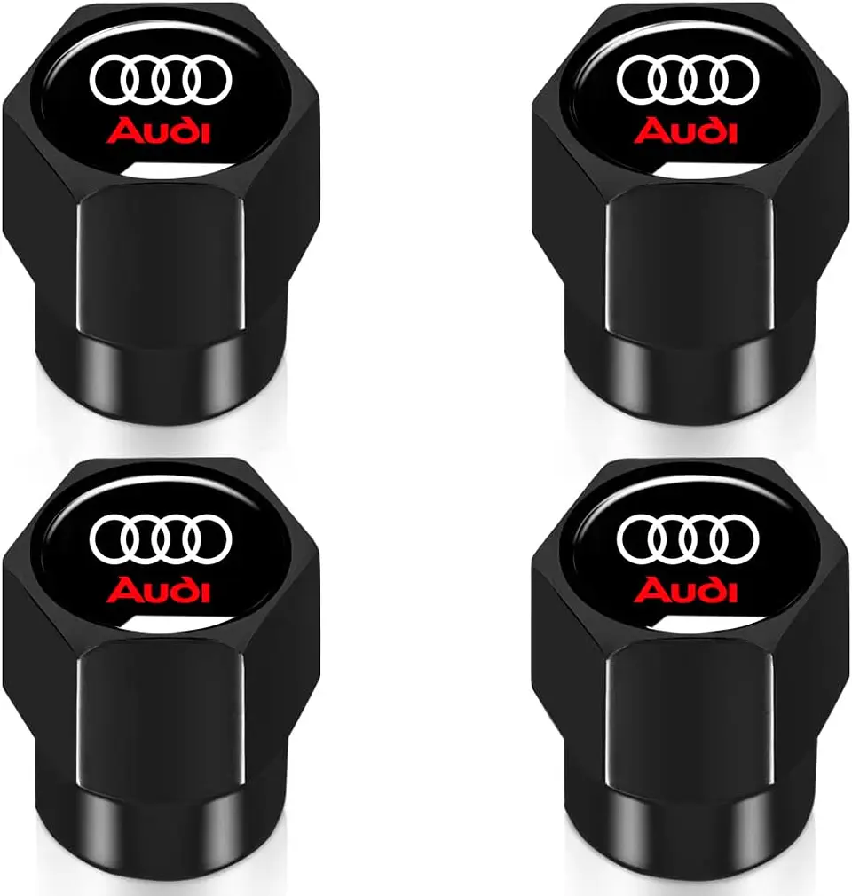Set X4 Tapas Válvulas Metálicas Aire Ruedas Para Audi Negro 1