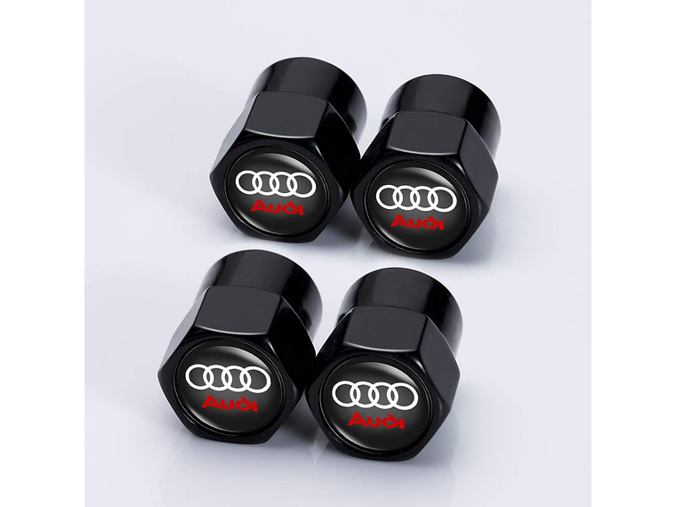 Set X4 Tapas Válvulas Metálicas Aire Ruedas Para Audi Negro 2