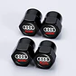 Set X4 Tapas Válvulas Metálicas Aire Ruedas Para Audi Negro - Miniatura 2