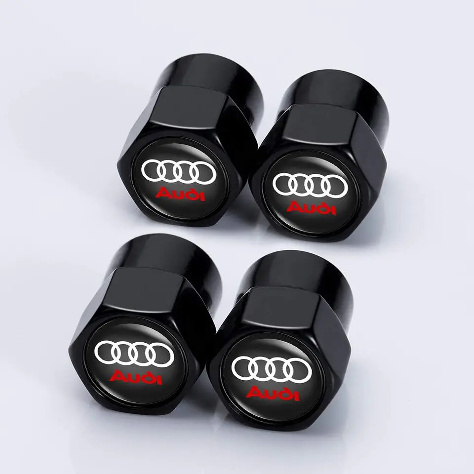 Set X4 Tapas Válvulas Metálicas Aire Ruedas Para Audi Negro 2
