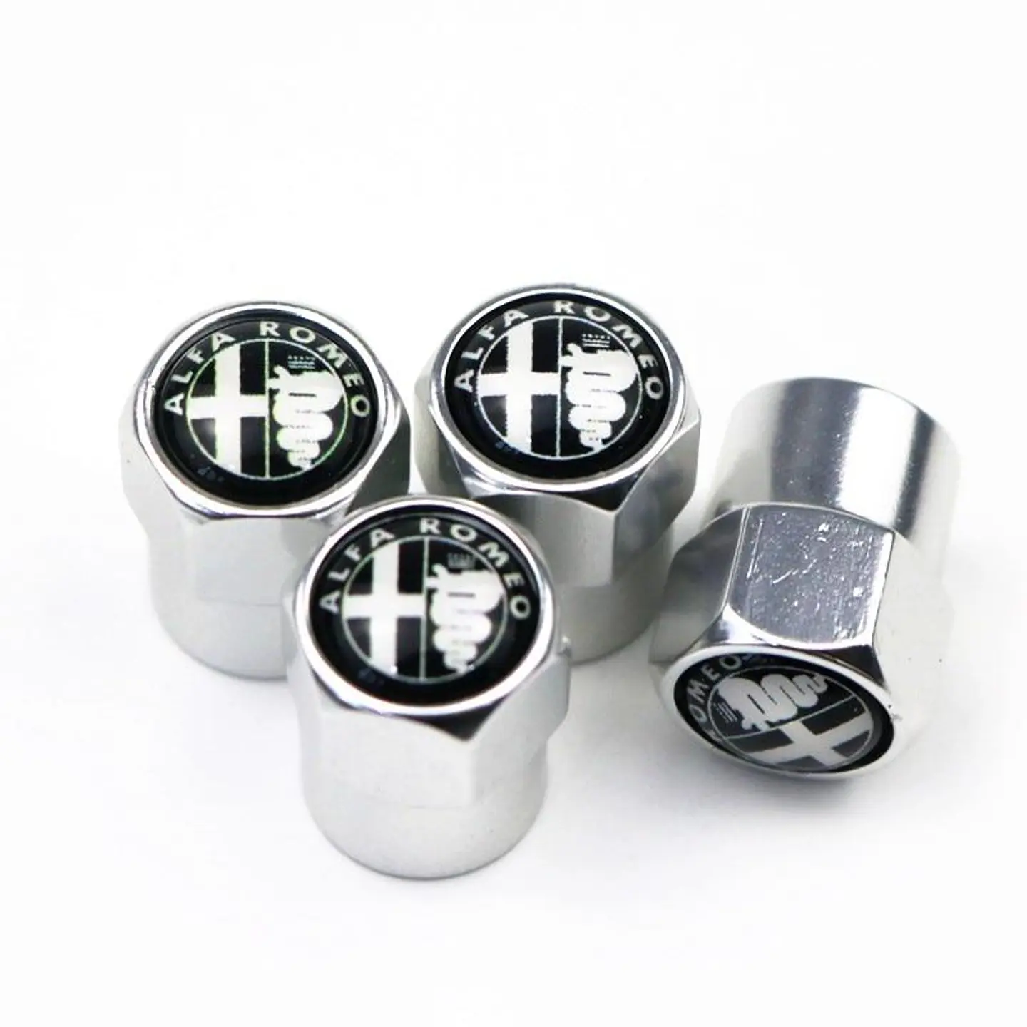 Set X4 Tapas Válvulas Metálicas Aire Ruedas Para Alfa Romeo 1