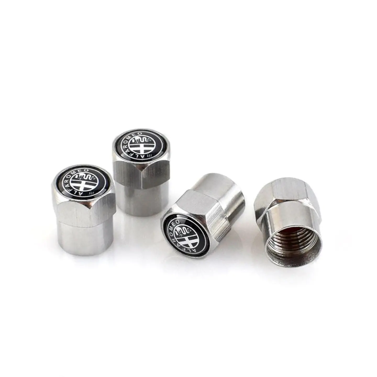 Set X4 Tapas Válvulas Metálicas Aire Ruedas Para Alfa Romeo 3