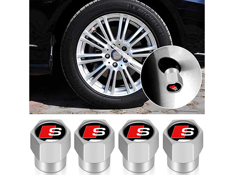 Set X4 Tapas Válvulas Metálicas Aire Ruedas Para Audi Sline 3