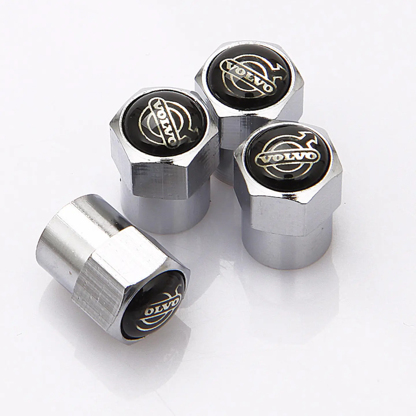 Set X4 Tapas Válvulas Metálicas Aire Ruedas Para Volvo 1