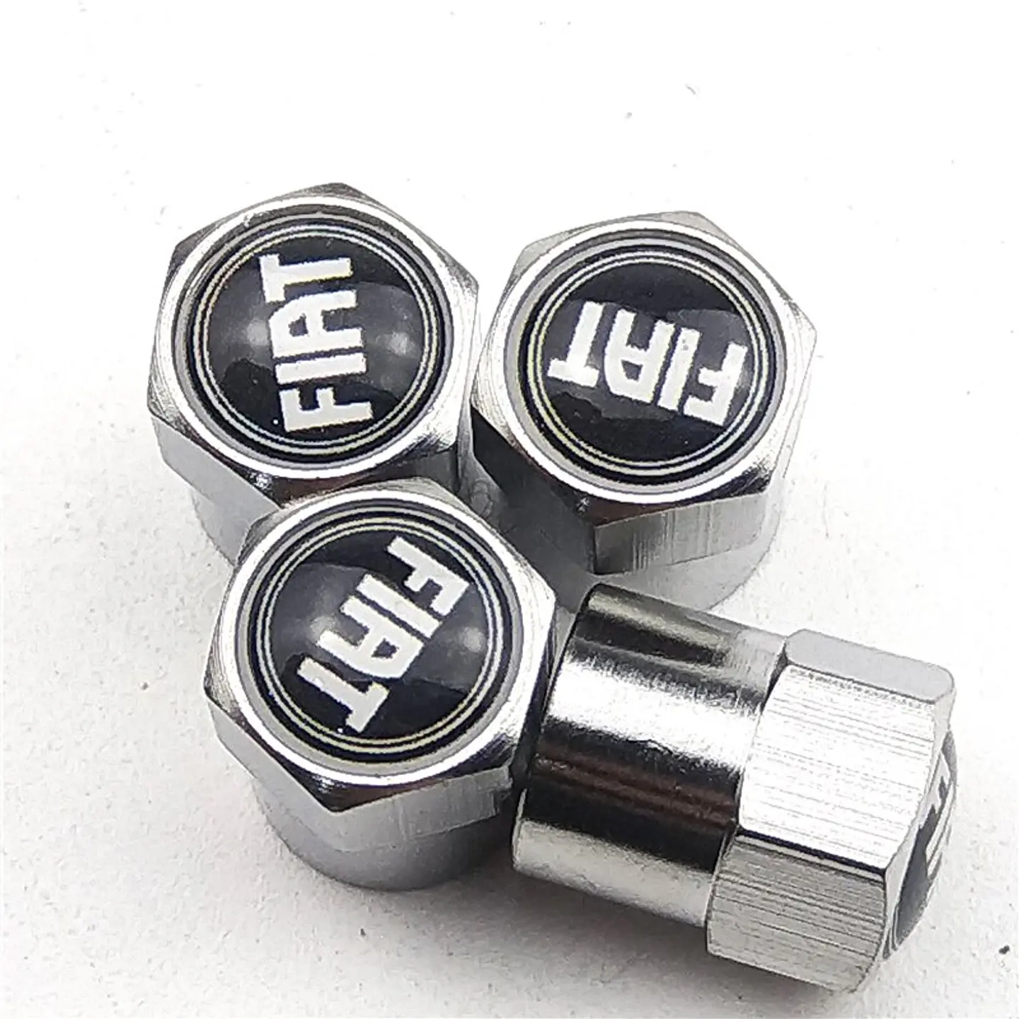 Set X4 Tapas Válvulas Metálicas Aire Ruedas Para Fiat 1
