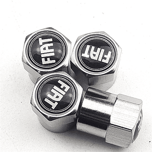Set X4 Tapas Válvulas Metálicas Aire Ruedas Para Fiat