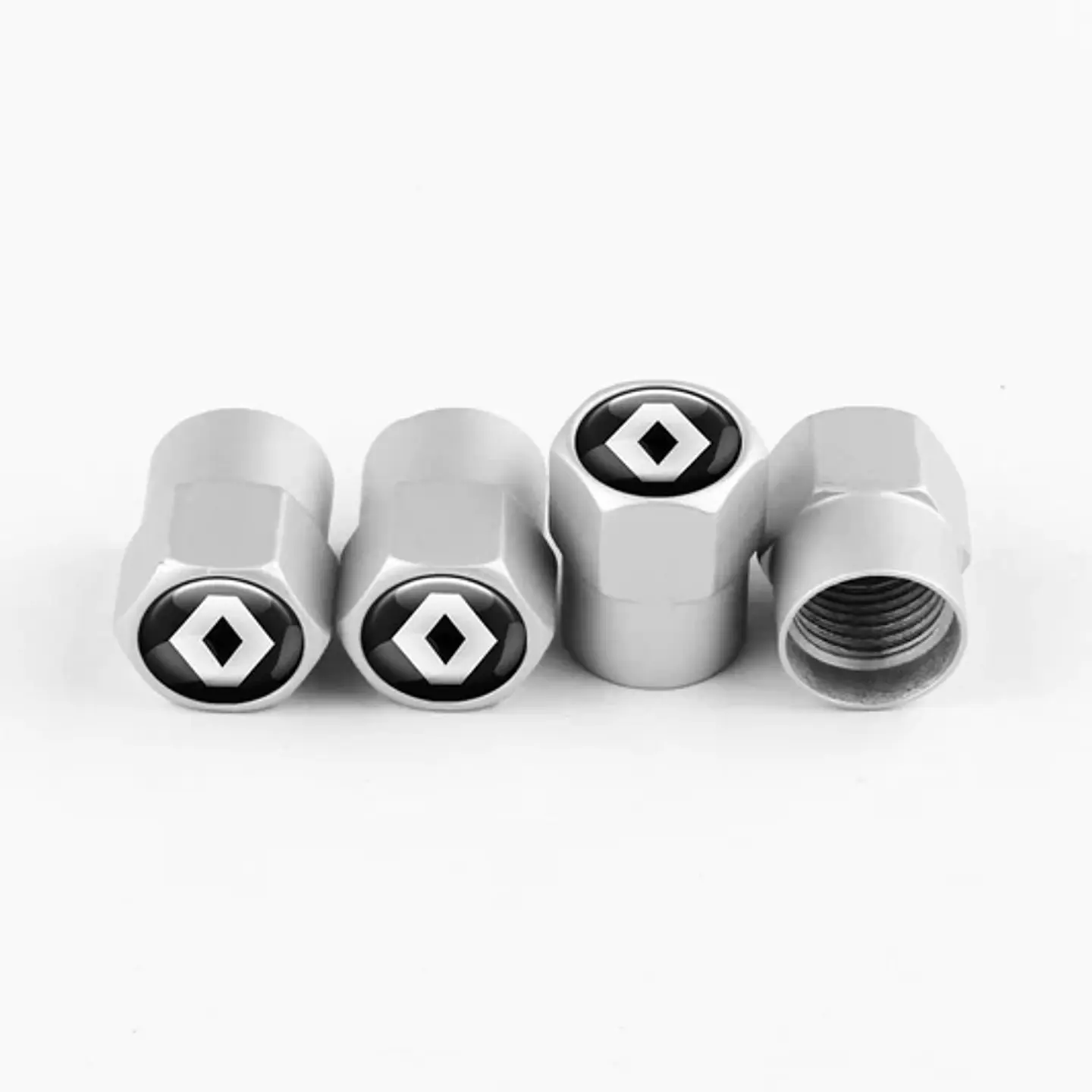 Set X4 Tapas Válvulas Metálicas Aire Rueda Para Renault 1