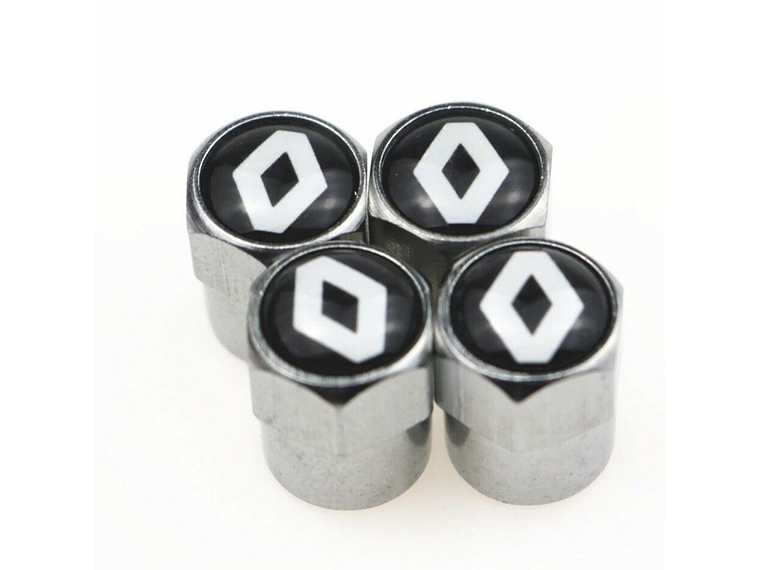Set X4 Tapas Válvulas Metálicas Aire Rueda Para Renault 2