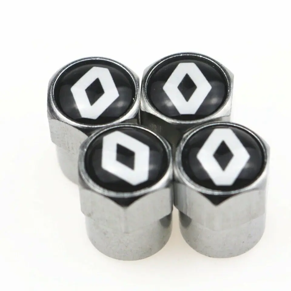 Set X4 Tapas Válvulas Metálicas Aire Rueda Para Renault 2