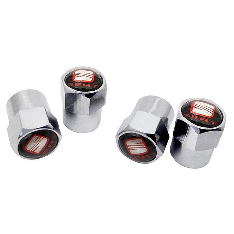 Set X4 Tapas Válvulas Metálicas Aire Rueda Para Seat